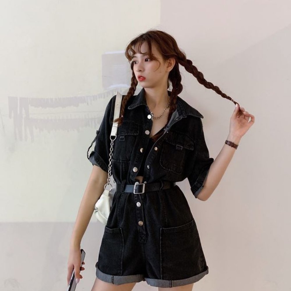 Korean style loose straight thin one piece pants